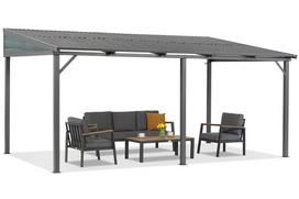 Metalinė terasos stoginė 3 x 5 m Sedona su tinkleliu nuo uodų Garden Point antracito spalvos