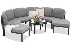 Sodo kampinė sofa Parana Corner 4 su pufais antracito spalvos Garden Point