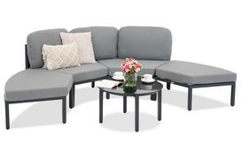 Sodo kampinė sofa Parana Corner 2 su pufais antracito spalvos Garden Point