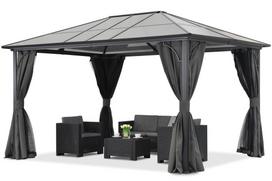 Moderni sodo pavėsinė Santiago 3x6 m su tinkleliu nuo uodų Garden Point antracito spalvos