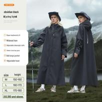 Ypač ilgas neperšlampamas motociklo ir elektrinio dviračio pončas - Vėtroms atsparus vientisas apsiaustas XL for Height 170-180CM juoda