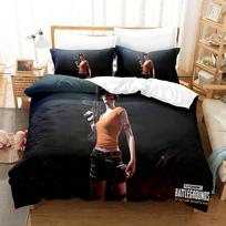 3D Print Game Battlegrounds PUBG 2_3pcsBedding Set Boys Girls Twin Queen Size Duvet Cover Pillowcase Bed Kids Adult Home Textile (135x200cm) black