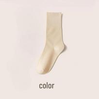 Odor-Resistant Women's Mid-Calf Pure Cotton Socks - Loose Cuff, Non-Binding, for Postpartum & Winter Comfort. One Size (36-40) beige