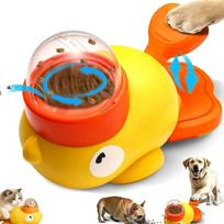 Pet Treat Launcher Toy,Press-to-Launch Pet Treat Thrower,Treat Dispenser for Dogs & Cats, Training & Exercise, Durable & Easy Clean Q yellow