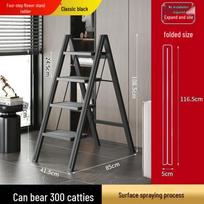 Joy of Moving Foldable Indoor A-frame Ladder - Red Treadplate, Thickened, Safe Household Ladder for Housewarming Red Two-Step Ladder black