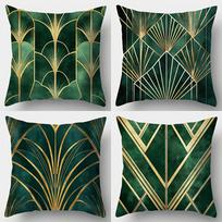 1/4 vnt. Žalios ir auksinės Art Deco rašto pagalvių užvalkalai Sofos pagalvės užvalkalas namų miegamojo kambario dekoracija 40x40cm white