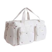 Quilted Travel Bag Padded Duffel for Commuters, Weekenders, Weekend Trips, Cabin Off-white Tulip white