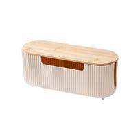Su dangčiu Laido laikymo dėžutė Daugiafunkcinis prailgintuvo organizatorius Lizdų laikymo dėžutė Stalviršis Beige Bamboo Lid beige