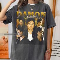 Damon Salvatore Vintage Shirt, The Vampire Diaries Graphic Tee, 90s Style TV Show Shirt, TVD Fan Gift 130 brown