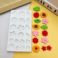Fondant Chocolate Cake Silicone Mold, Rose Leaf Sunflower Small Daisy Flower Diy Silicone Mold ONESIZE white
