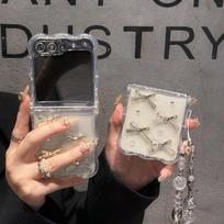Silicone Phone Case With Epoxy Resin Butterfly Bow Galaxy Z Flip 7 6 5 4 - Transparent Back Cover Anti-Drop Design Samsung Galaxy Z Flip3 black