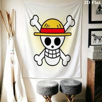 One Piece Jolly Roger Logo Wall Tapestry Aesthetic Wall Hanging Printed Fabric Blanket Decorative Tapestries For Bedroom Living Room Home Decor 100cm x 150cm