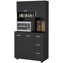 Daugiaaukštė virtuvės spintelė 4 durys 3 stalčiai Lentyna Plius Didelis viršus 89L X 39.5W X 168H Cm Juoda