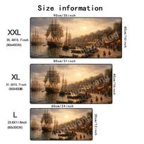 Nautical Map Mouse Pad Large Computer Office Game Table Mat Rubber AntiSlip Stitched Edge Keyboard Mats 90x40 Xxl Desk Pads 800x300x3mm beige
