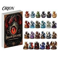 Miniature Dragon Statues Advent Calendar with 24 Acrylic Ornaments, 2D Hatchery Holiday Gift for Lovers Countdown Box Set, Fantasy Figurines, Dinosaur gray