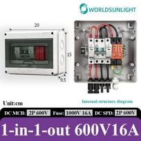 Worldsunlight PV Solar DC combiner box ht 1 in 1 out 500v 600v 15/16/20/25/32a for solar panel energy 500V 25A