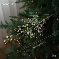 High-Grade Crystal Drop Tree Decoration with Beaded Strand & Pearl Shell Powder gray