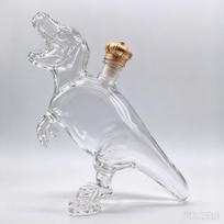 Dinosaur Shaped Glass Whiskey Decanter, Tyrannosaurus Rex Empty Liquor Bottle, Creative Handmade Glass Wine Bottle for Bar Decor gray