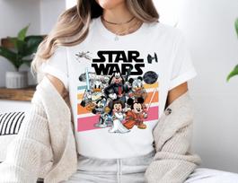 2026 Vasaros Retro Disney Mikis ir Draugai Žvaigždžių Karai Marškinėliai Gegužės 4-oji Tegul Būna Su Tavimi Marškinėliai Disney 100% Grynos Medvilnės Spausdintas T-shirt L smėlis