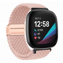 Nylon Braided Loop Strap For Fitbit Versa 4/3 Adjustable Metal Magnetic Bracelet Wristband For Fitbit Sense 2/1 Band Accessories For Fitbit Versa 3 gray