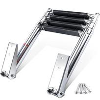 Stainless Steel Marine Ladder with Folding and Telescoping Features, Boat Accessories, 4 Step black