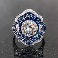 Korean version of Xiaoxiangfeng temperament ring female, painted oil camellia exquisite accessories, high-end single ring hot sale no. 10 blue