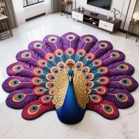Modern 3d Peacock Area Rug With Nonslip Backing For Living Room Decor Style 22 black