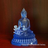 Esoteric Medicine Buddha Statue: Water Glaze Blue Resin Ornament for Home or Temple 11CM Height (4 Inches) mėlyna