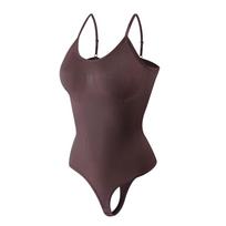 Women's Postpartum Body Shaping Bodysuit Waist Cincher Thong with Spaghetti Straps M kava