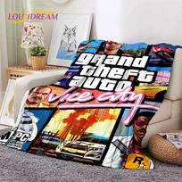 GTA žaidimas Grand Theft Auto Žaidėjo minkštas flanelinis pledas lovoms, miegamojo, sofos, iškyloms, pledas užkloti lauke, laisvalaikio dovana 75x90cm black