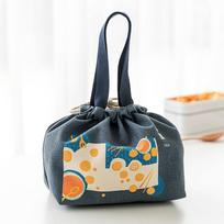 Large Japanese-Style Canvas Tote for Bento, Insulated Lunch Handbag for Work black