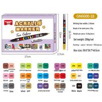 Guangna 6600 Double-Head Acrylic Marker Set: 36 Colors for DIY Glass and Stone Graffiti Basic Set white
