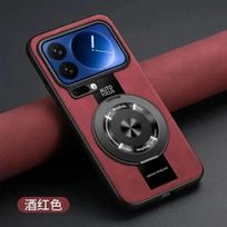 Case for Xiaomi 17 Pro Max 360 Rotating Magnetic Holder Luxury Silicone Sheepskin Leather Back  for Mi17 Xiaomi 17Pro Max Cover For Xiaomi 17 raudona