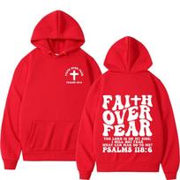 Aesthetic Christian Jesus Faith Over Fear Bible Verse Hoodies Men Women Fashion Harajuku Oversized Sweatshirts Fleece Pullovers L red
