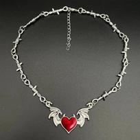 Aesthetic Goth Devil Heart Barbed Wire Choker Necklace Punk Hip Hop Daily Jewelry Y2K Vampire Little Thorns Chain Choker Gift gray