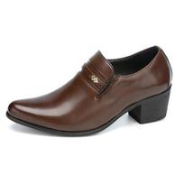 Fashion Designer Pointed Thick-Soled Height Increasing Cuban Shoes for Men Formal Wedding Dress 45 gray