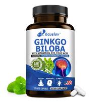 Bcuelov Ginkgo Biloba Supplement, 5000mg Equivalent, with Bacopa & Gotu Kola, B-Complex, 120 Caps 120 Capsules