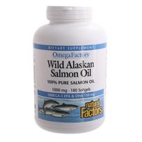 Natural Factors Omega Factors Wild Alaska Salmon Oil 1000mg Gluten-Free Softgels 180 Tablets 1 pcs