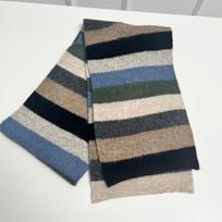 Gentle Korean version of the atmosphere, warm and versatile, contrasting stripes, including knitted scarves, female autumn and winter couple scarves black