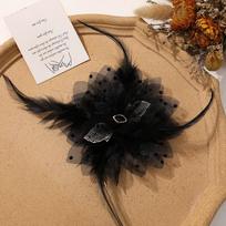 Pearl Embellishment Organza Flower Hair Clip Feather Decor Multi Use Design DIY Craft Hair Ornament Delicate Craftsmanship