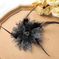 Pearl Embellishment Organza Flower Hair Clip Feather Decor Multi Use Design DIY Craft Hair Ornament Delicate Craftsmanship