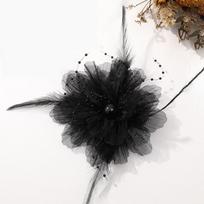Pearl Embellishment Organza Flower Hair Clip Feather Decor Multi Use Design DIY Craft Hair Ornament Delicate Craftsmanship