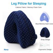 Orthopedic Memory Foam Leg Pillow With Heart Shape Design For Superior Knee Support And Sciatica Relief Navy black