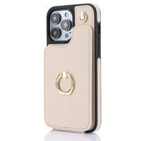 Žiedo Kryžmai Nešiojama Odinė Piniginė Kortelių Lizdas Telefono Dėklas iPhone 16E 16 Pro Max 15 14 Plus 13 12 11 X SE 2022 Atverčiamas Piniginės Dangtelis Krepšys iPhone 15 abrikosas