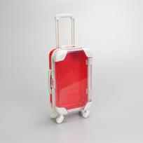 Transparent Mini Trolley Suitcase for Makeup & Eyelash Storage 9.5 x 5 x 17 cm raudona