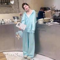 Women's College-Style Loose Hoodie & Wide-Leg Sweatpants Set - Autumn/Winter Korean Casual Two-Piece S white