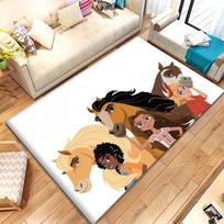 Animacinis Dvasia Jojanti Laisvus Arkliai Svetainės Neslystanti Plotas Kilimas Minkštas Kilimas Miegamojo Vaikų Žaidimų Kambario Sofos,Namų Dekoras Durų Kilimėlis 40x60cm beige