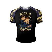 Vyrams Moterims BJJ Rash Guard  No Taps Only Naps  Spausdinimas, Greitai Džiūstanti Jiu-Jitsu MMA Kompresinė Trumparankovė Marškinė XS black