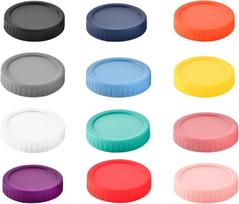 12 Pack Color Plastic Mason Jar Lid 70mm Regular Caliber Reusable Leak proof Food Grade Storage Lid with Silicone Sealing Ring blue