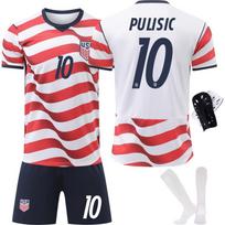 2026 m. Pasaulio taurės namų futbolo marškinėliai vaikams #10 Pulisic Futbolo apranga berniukams ir mergaitėms—Kvėpuojantis, greitai džiūstantis treniruočių komplektas 3xl code balta/raudona